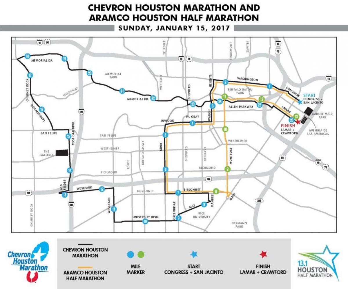 map of Houston ম্যারাথন