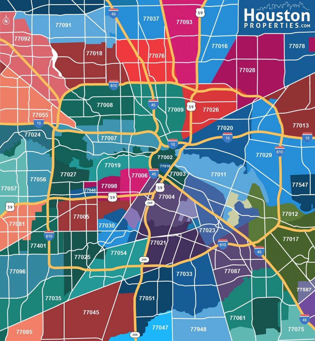 map of Houston শহরতলির