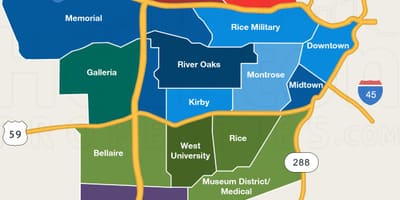 Map of Houston এলাকাগুলোর