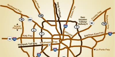 Map of Houston মহাসড়ক